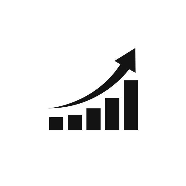 growing graph icon, vector isolated flat style symbol.